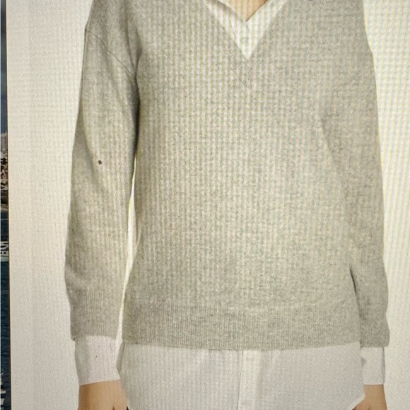 Veronica Beard Brami Mixed Media Layered Look Wool & Cashmere Sweater - Picture 3 of 12